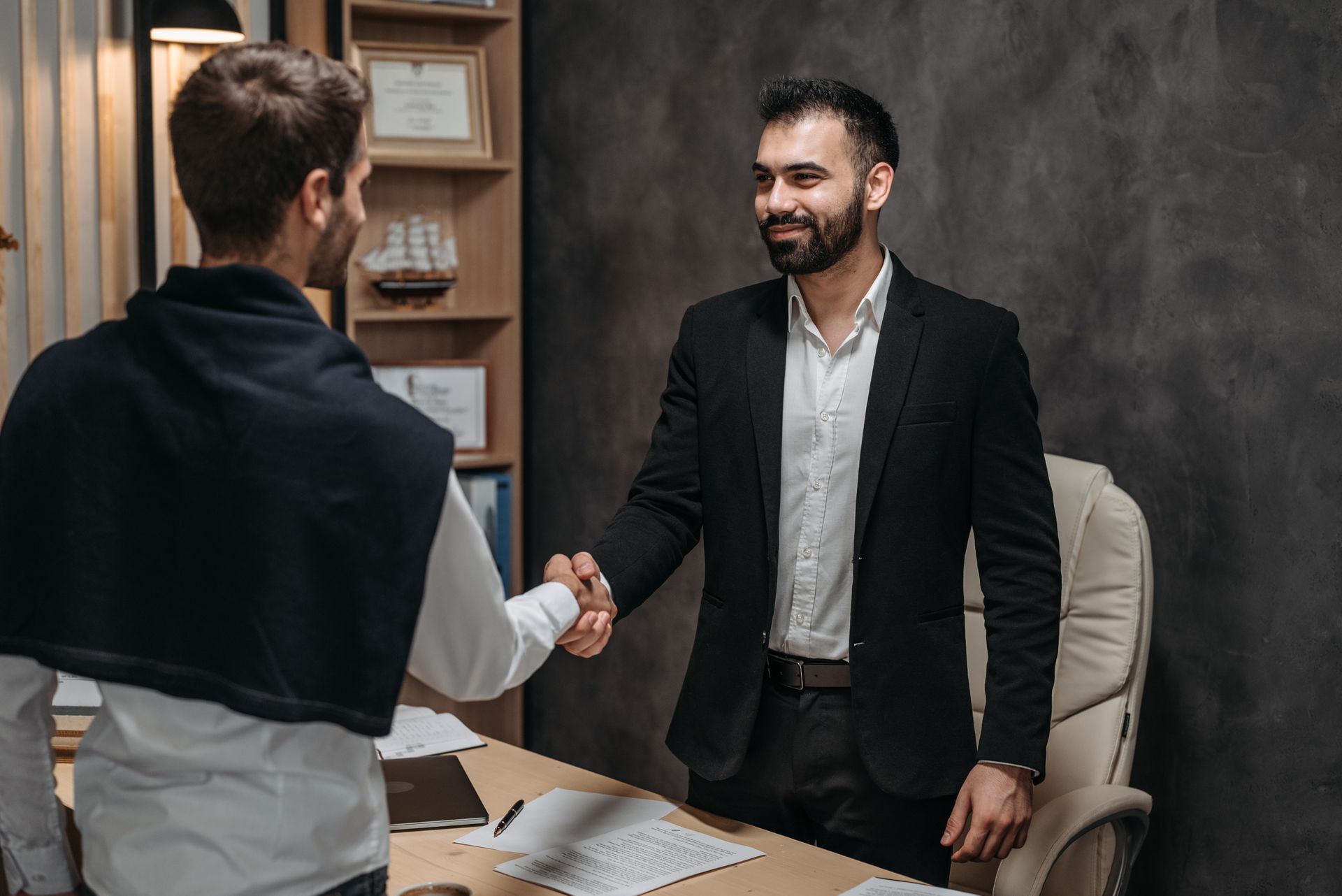 Lawyer meeting with a client in an office